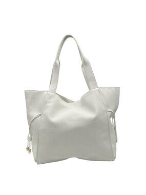 On 34th Jyyll Large White Faux Leather Solid Tote with Removable Pouch